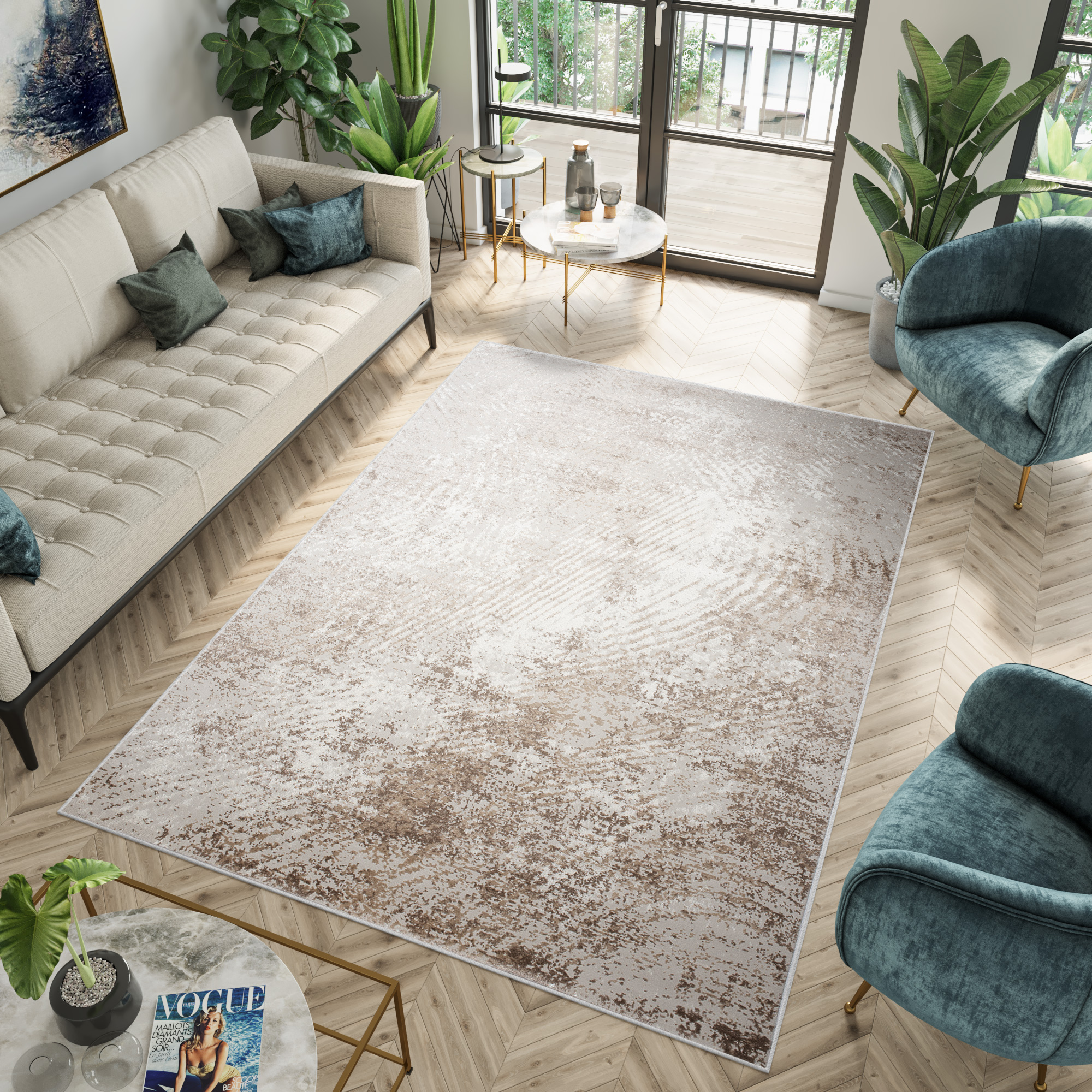 Koberec  D161E WHITE/VIZON PORTLAND  - Moderný koberec