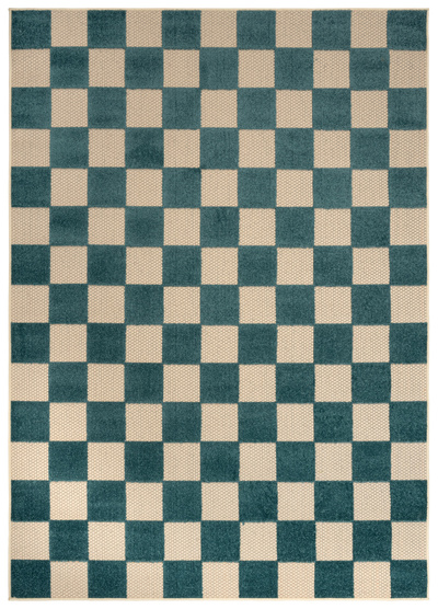 Tappeto Um27D Dark  Checker Gjd - kremowy, niebieski