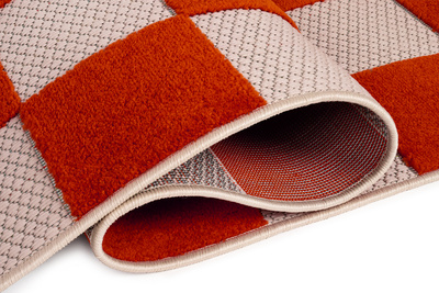 Koberec  UM27A CREAM RED CHECKER GJD  - Šnúrkový koberec