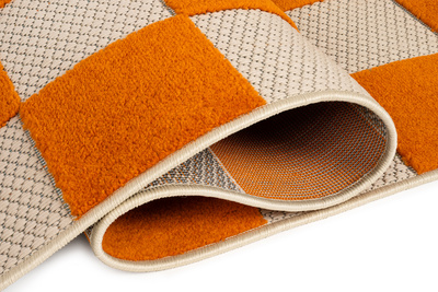 Tappeto  UM27B CREAM ORANGE CHECKER GJD  - Tappeto a corda