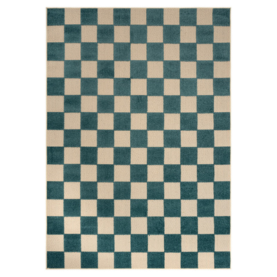 Tappeto  UM27D CREAM DARK BLUE CHECKER GJD  - Tappeto a corda