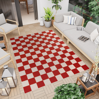 Koberec  UM27A CREAM RED CHECKER GJD  - Šnúrkový koberec