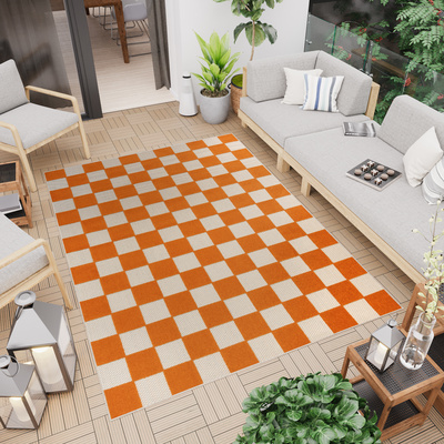 Tappeto  UM27B CREAM ORANGE CHECKER GJD  - Tappeto a corda