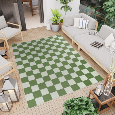 Tappeto  UM27E CREAM GREEN CHECKER GJD  - Tappeto a corda