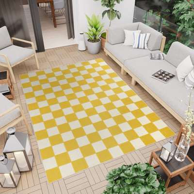 Tappeto  UM27F CREAM YELLOW CHECKER GJD  - Tappeto a corda