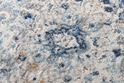 Килим  D713B WHITE BLUE VALLEY ROUND  - Сучасний килим