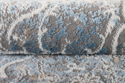 Teppich  D889B WHITE BLUE VALLEY ROUND  - Moderner Teppich